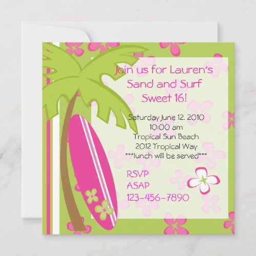 Surfer Girl Custom Invitation