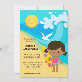Surfer girl invitation
