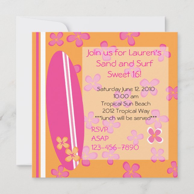 Surfer Girl Invitation (Front)