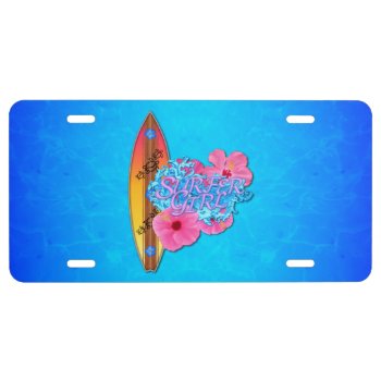 Surfer Girl License Plate by BailOutIsland at Zazzle