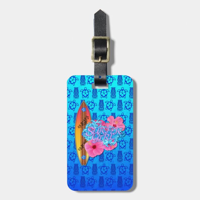 Surfer Girl Luggage Tag (Front Vertical)