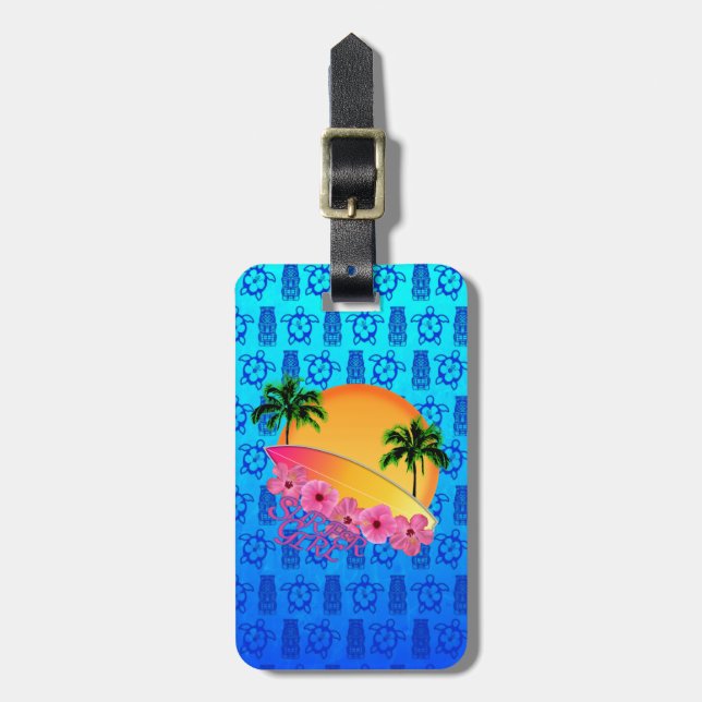 Surfer Girl Luggage Tag (Front Vertical)