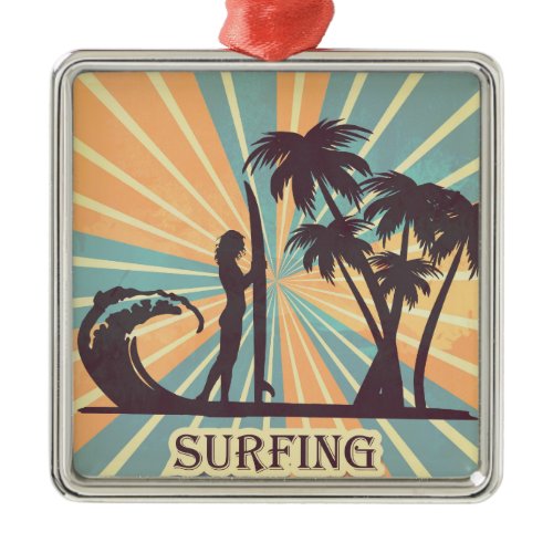 Surfer Girl Metal Ornament