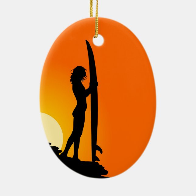 Surfer Girl Ornament (Back)