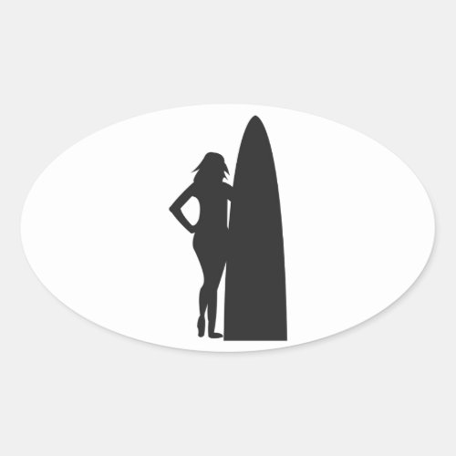 Surfer Girl Oval Sticker