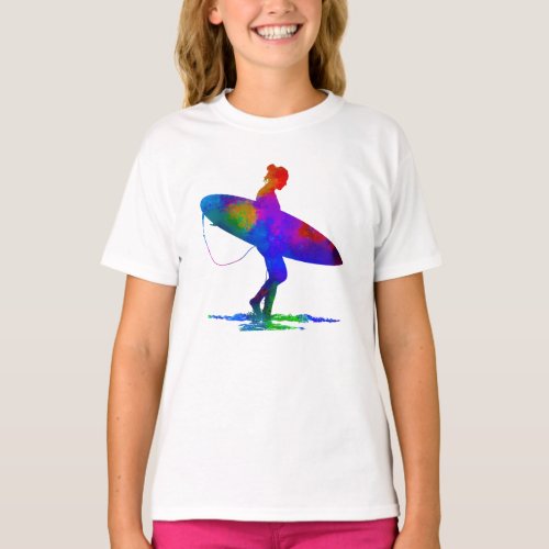 Surfer Girl Paint Splash T_Shirt