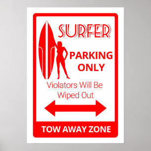 Surfer Girl Parking Only Poster