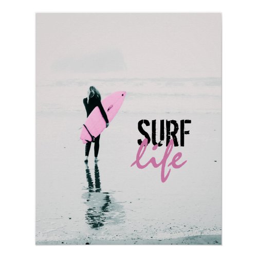 Surfer Girl Personalised Wall Art  Coastal Print