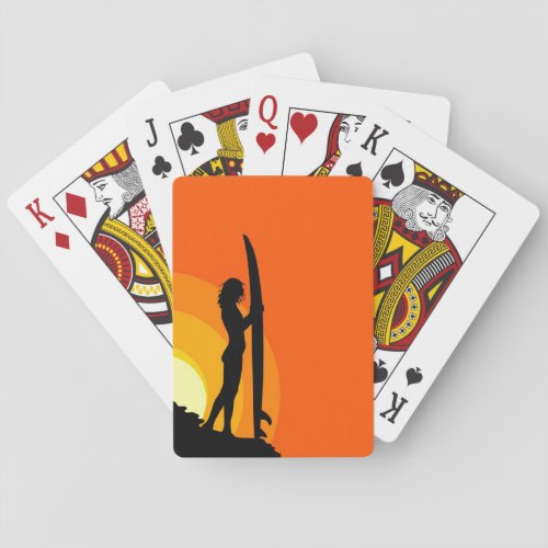 Surfer Girl Playing Cards