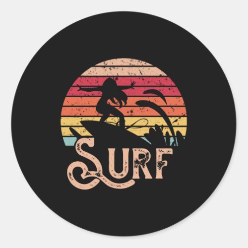 Surfer Girl Retro Vintage Surfboard Classic Round Sticker