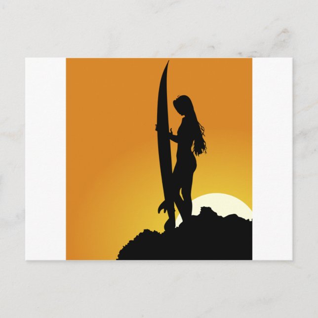 Surfer girl Silhouette Postcard (Front)