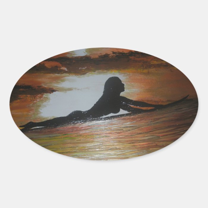 Surfer girl silhouette stickers