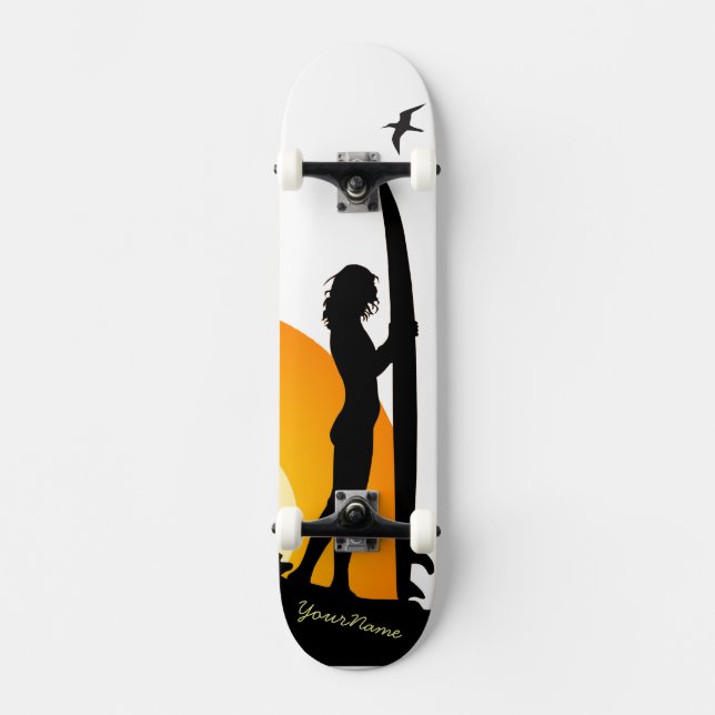 surfer girl sunset beach skateboard 2 (Front)