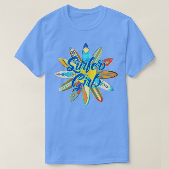 Surfer Girl Surfboard Summer Surf  T-Shirt (Design Front)
