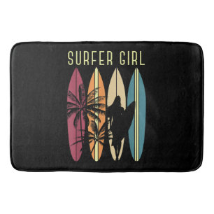 Surfer Girl Surfboard Surfing Women Girls Surf Oce Bath Mat