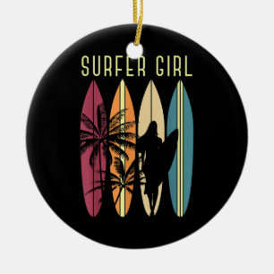 Surfer Girl Surfboard Surfing Women Girls Surf Oce Ceramic Ornament