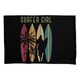 Surfer Girl Surfboard Surfing Women Girls Surf Oce Pillow Case