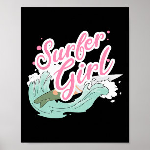Surfer Girl Surfing  Poster