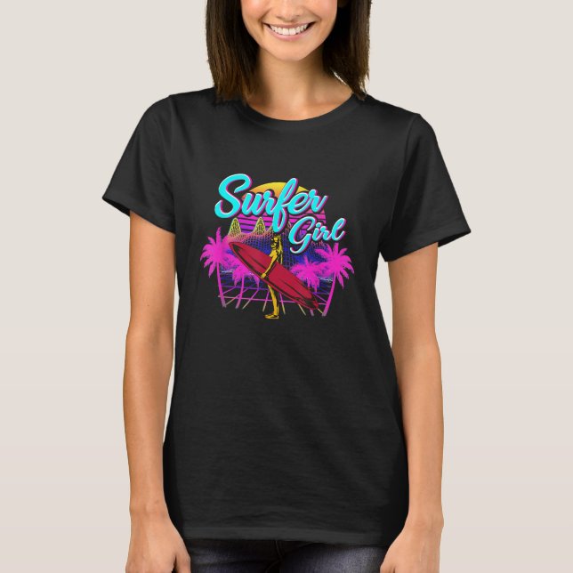 Surfer Girl Surfing Women Surfboard Gift T-Shirt (Front)