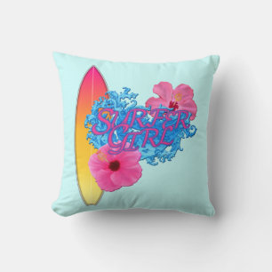 Surfer Girl Throw Pillow