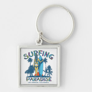 Surfer Girl Vintage California Keychain