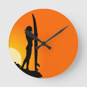 Surfer Girl Wall Clock