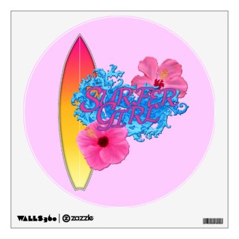 Surfer Girl Wall Sticker by packratgraphics at Zazzle