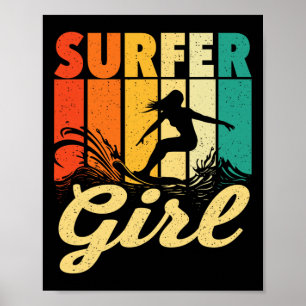 Surfer Girl - Waves Surfing Trainer Surfboard Love Poster
