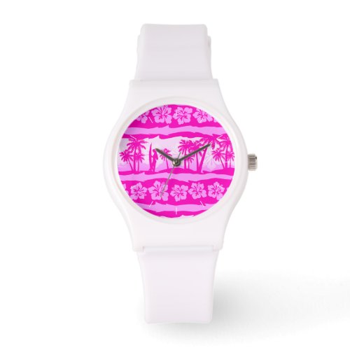 Surfer girl with palm trees watch