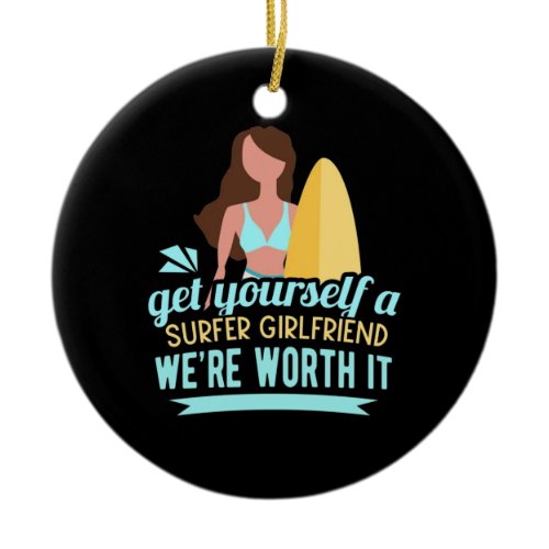 Surfer Girlfriend Ceramic Ornament