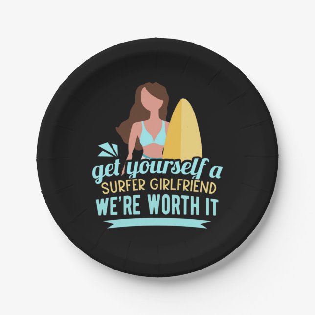 Surfer Girlfriend Paper Plates (Front)