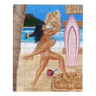 SURFER GIRLS CATFIGHT JIGSAW PUZZLE