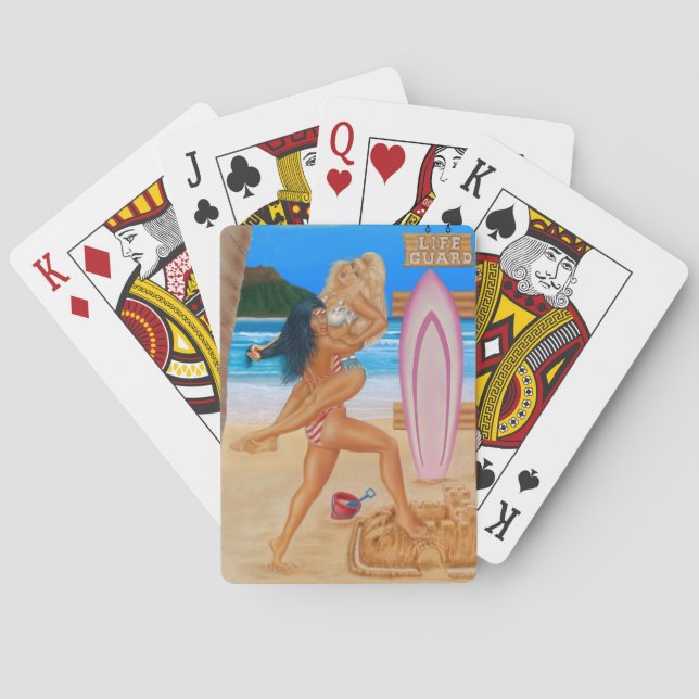 SURFER GIRLS CATFIGHT POKER CARDS (Back)