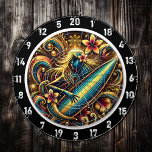 Surfer Glow with Tropical Sunset Art Dart Board<br><div class="desc">The "Surfer Glow with Tropical Sunset Art" combines bold, neon-inspired colors with a magical tropical atmosphere. This striking artwork features a surfer standing with their surfboard, bathed in golden sunset light, while the glowing sun adds warmth and excitement to the scene. Perfect for game rooms, man caves, or dorm rooms,...</div>
