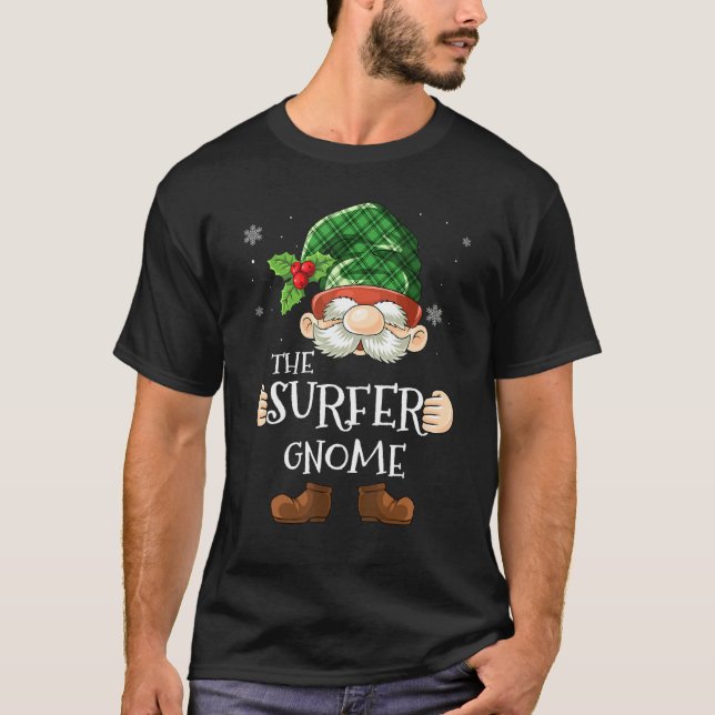 Surfer Gnome Matching Family Christmas Party Pajam T-Shirt (Front)