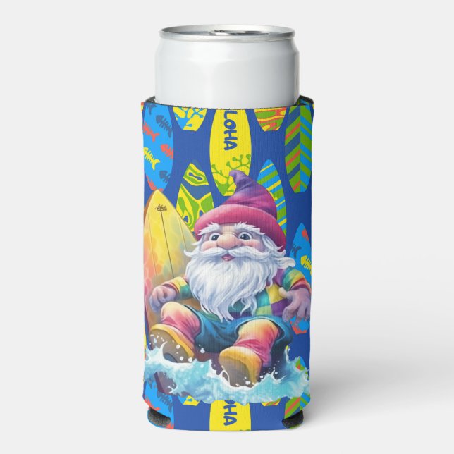 Surfer Gnome Seltzer Can Cooler (Seltzer Front)
