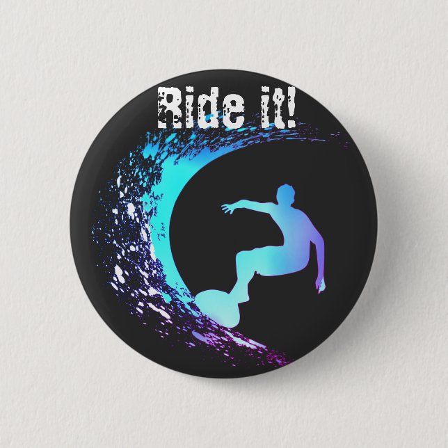 Surfer Graffiti Style Button (Front)