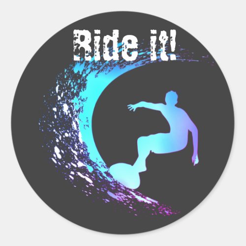 Surfer Graffiti Style Classic Round Sticker