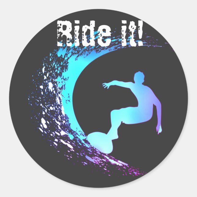 Surfer Graffiti Style Classic Round Sticker (Front)