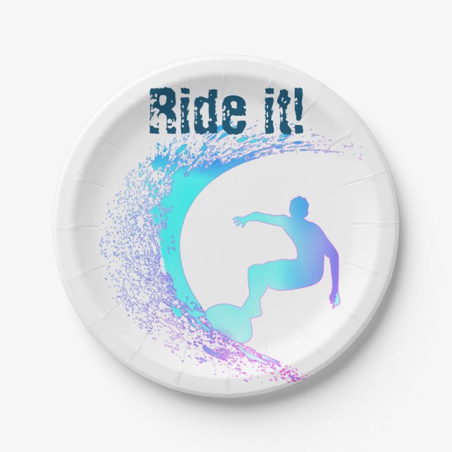 Surfer Graffiti Style Paper Plates (Front)