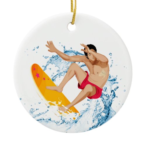 Surfer Guy Ceramic Ornament