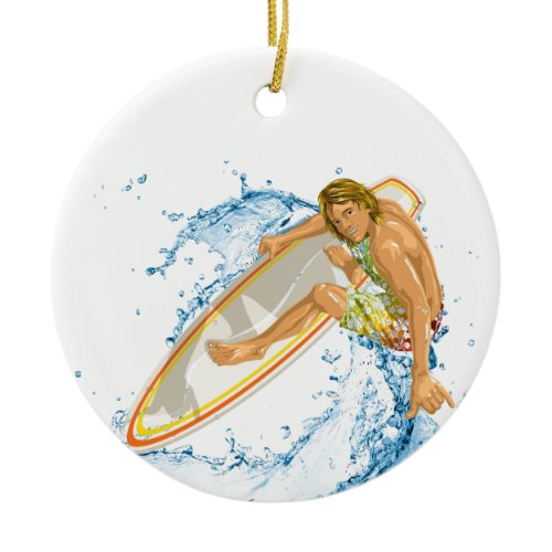 Surfer Guy Ceramic Ornament