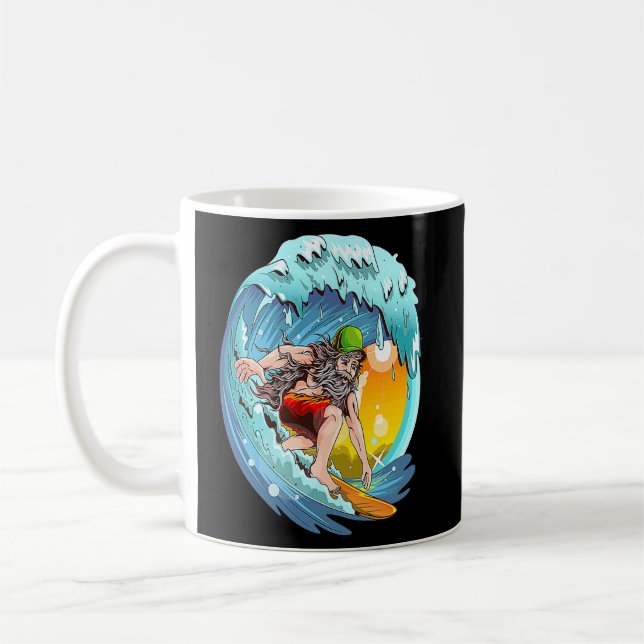 Surfer Hippie Adventure Never Too Old Surfing Like Coffee Mug (Left)