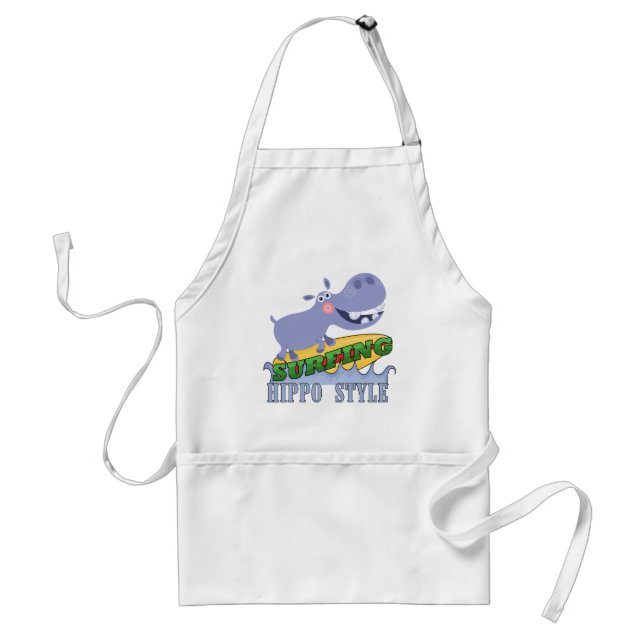 Surfer Hippopotamus Adult Apron (Front)