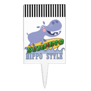 Surfer Hippopotamus Cake Topper