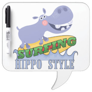 Surfer Hippopotamus Dry-Erase Board