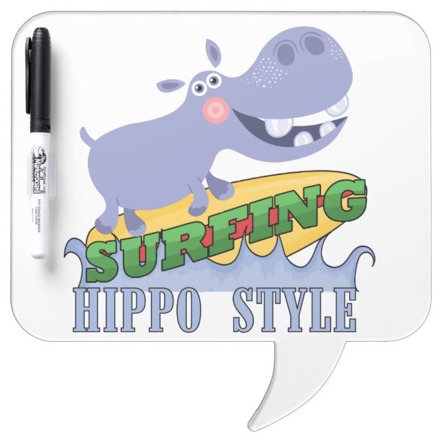 Surfer Hippopotamus Dry-Erase Board (Front)