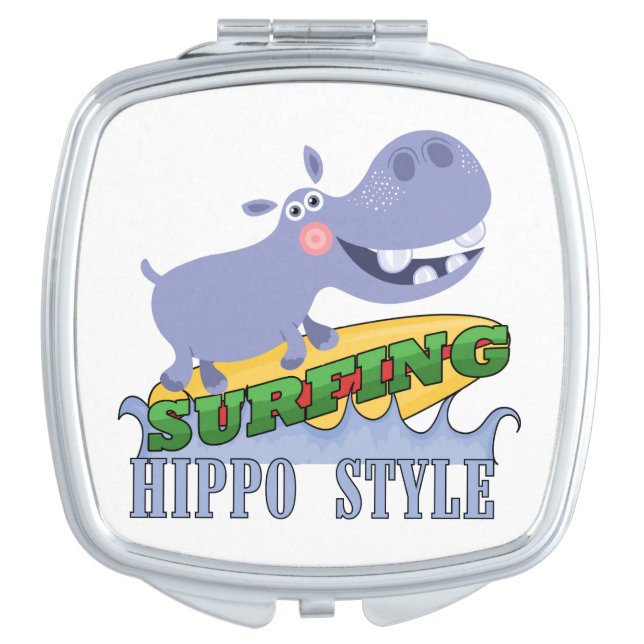 Surfer Hippopotamus Makeup Mirror (Front)