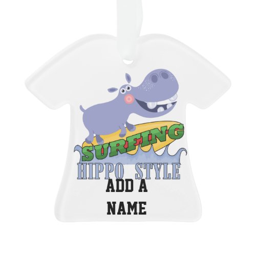 Surfer Hippopotamus Ornament