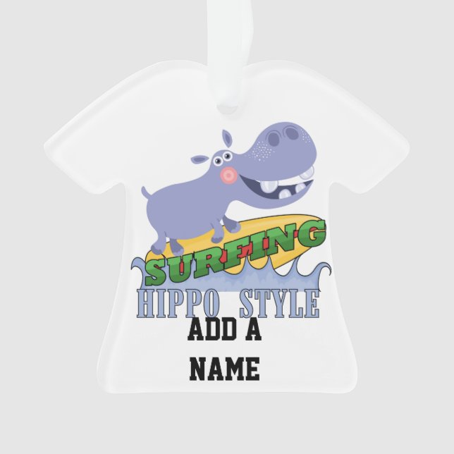 Surfer Hippopotamus Ornament (Front)